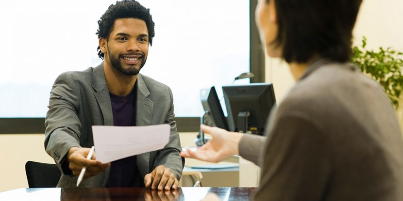 Young man at a job interview