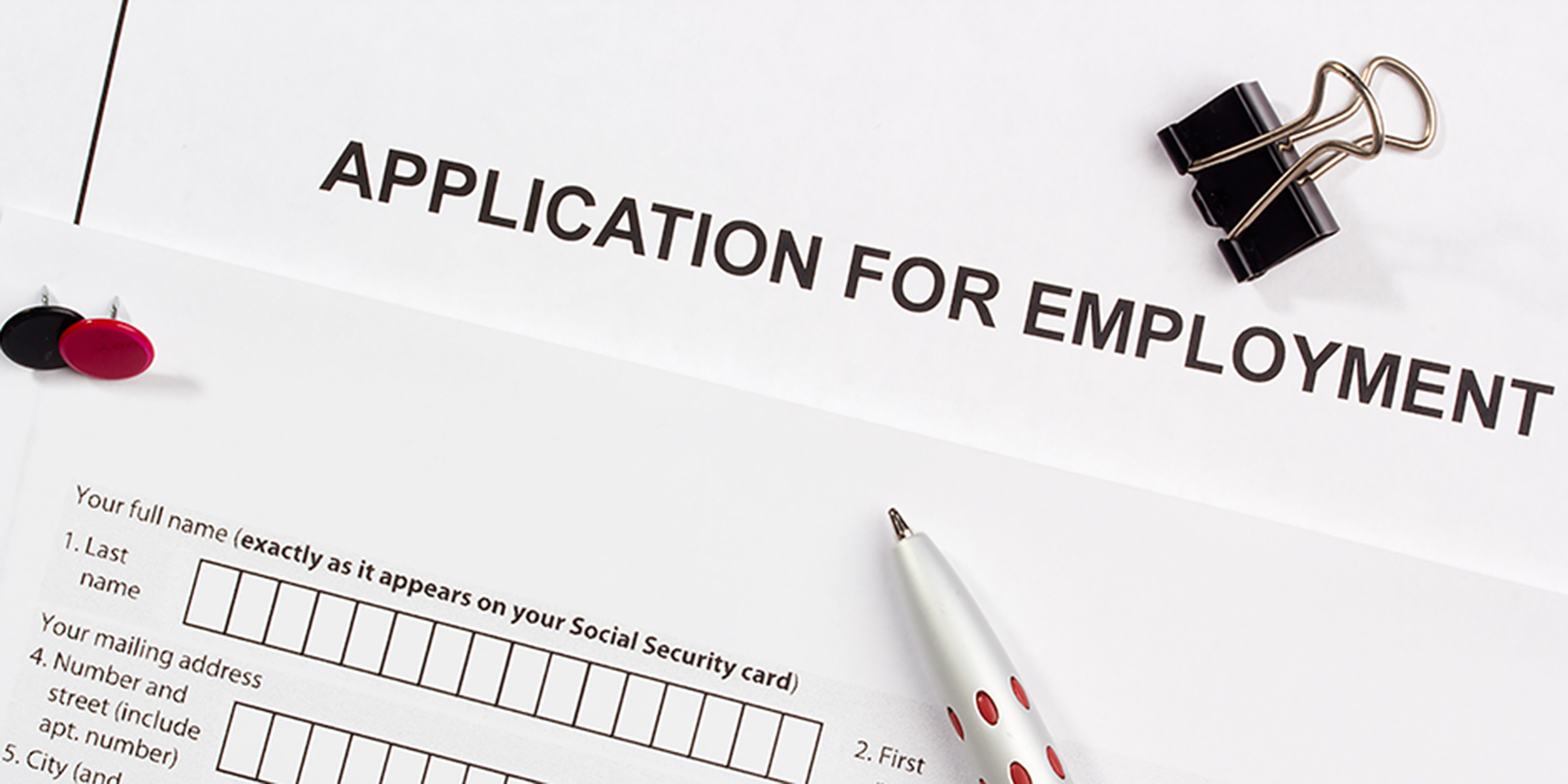A picture of an application for employment