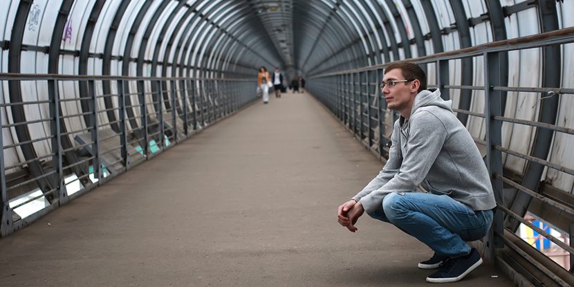 A man sitting alone